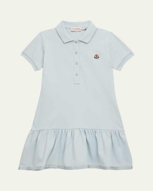 Girl's Drop-Waist Short-Sleeve Polo Dress, Size 8A-10A